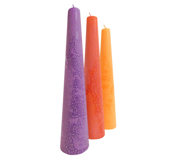 NATURAL LONG BURNING CONE CANDLE VEGAN, ARTISAN HANDMADE - RED