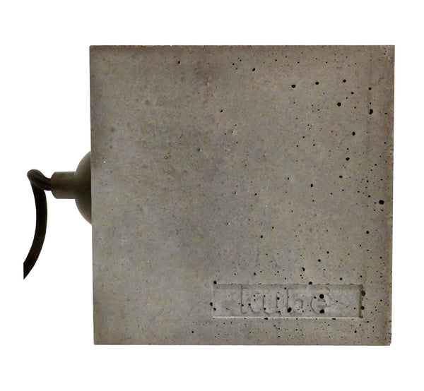 Cube concrete table lamp gray, 10x10x10 cm, 3.94x3.94x3,94”, weight 1 kg, handmade Scandinavian style.