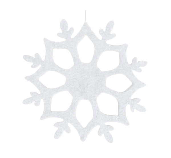 White flax felt decoration snowflake, height 15 cm, width 12.5 cm, 5.90x4.72", handmade.