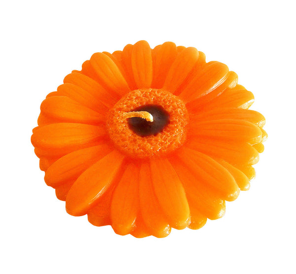 Handmade gerbera flower candle orange, height 6 cm 2.36", diameter 10 cm 3.94".