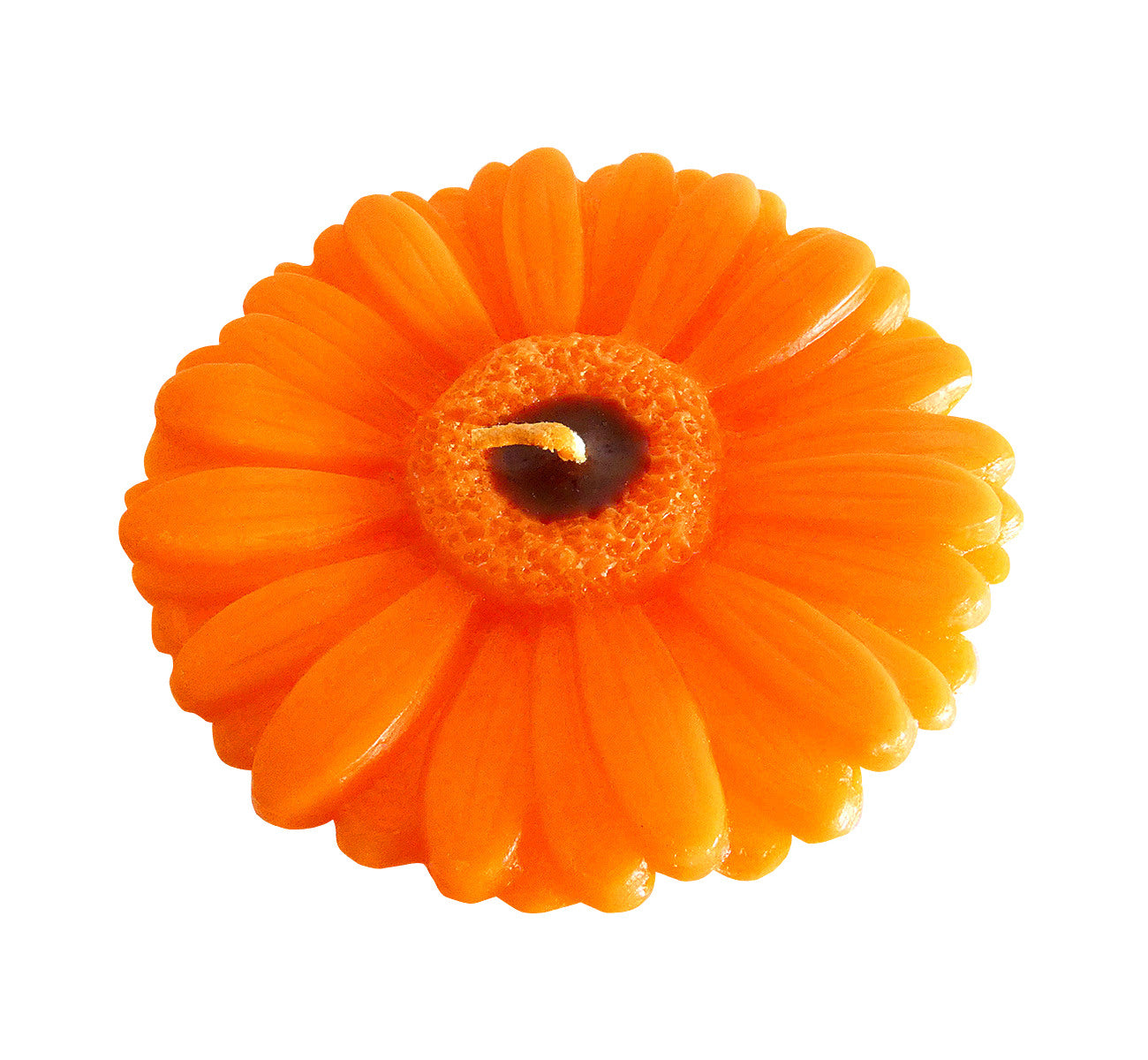 Handmade gerbera flower candle orange, height 6 cm 2.36", diameter 10 cm 3.94".