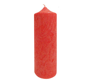 Red tall pillar candle, long burn time 80 hour, vegan stearin, height 21 cm 8.27”, diameter 7 cm 2.76”, handmade Scandinavia.
