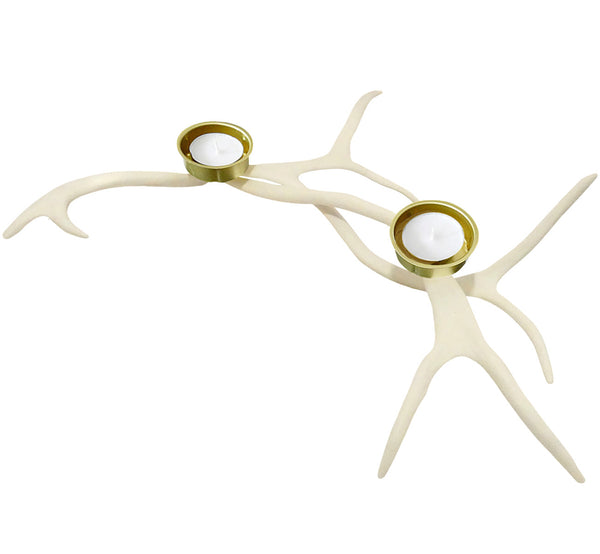 White reindeer antler tealight candle holder, 40x40 cm, 15.75x15.75", handmade in Scandinavia Lapland.