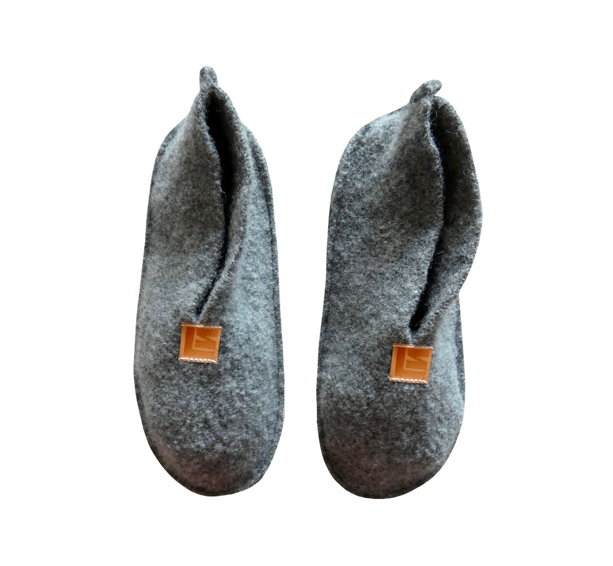 HANDMADE WARM SLIPPERS HOUSE SHOES WOOL FELT, REINDEER LEATHER