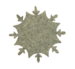 Gray wool felt Nordic style coaster snowflake, 5 mm 0.20” thick, diameter 13 cm, 5,12”, handmade.