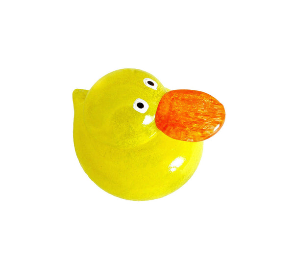 Hand blown glass figurine yellow duck with orange beak, 8x12x8 cm, 3.15x4.72x3,15 inch, artisan made.