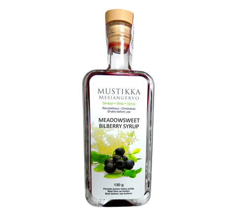Gourmet wild bilberry syrup all natural, 130 g, handmade in Finland from pure Lapland berries.