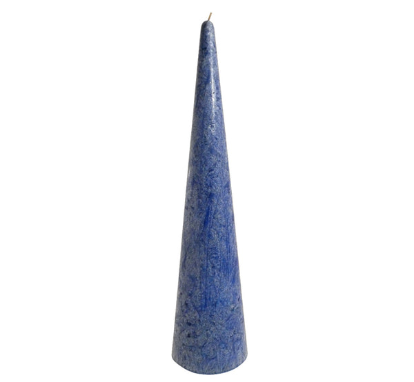 Blue tall cone candle, long burn time 60 hour, vegan olive oil stearin, handmade Scandinavia.