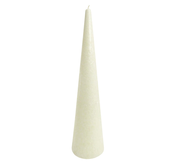 White tall cone candle, long burn time 60 hour, vegan olive oil stearin, handmade Scandinavia.