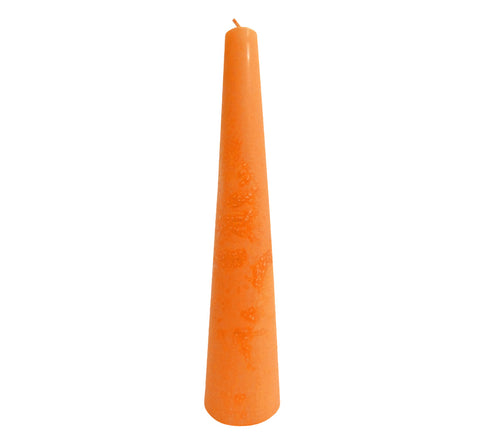 Orange cone candle, height 25 cm 9.84", bottom diameter 5.5 cm 2.17" pure plant based stearin, handmade vegan.