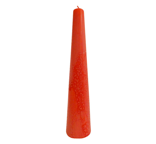Red cone candle, height 25 cm 9.84", bottom diameter 5.5 cm 2.17" pure plant based stearin, handmade vegan.