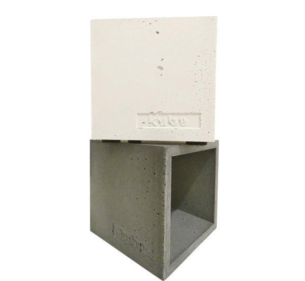 Cube concrete table lamp gray and white, 10x10x10 cm, 3.94x3.94x3,94”, weight 1 kg, handmade.