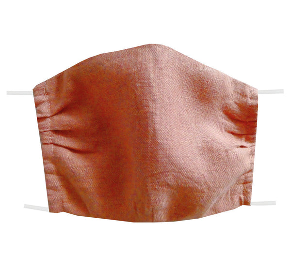Washable and reusable handmade double layer face mask, 100% linen fabric, color rose, face cover