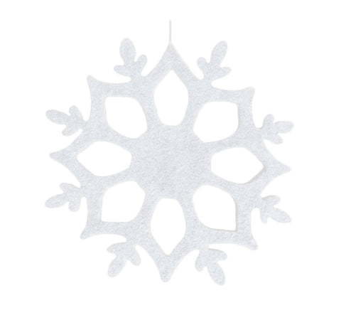 White flax felt decoration snowflake, height 15 cm, width 12.5 cm, 5.90x4.72", handmade.