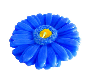 Handmade gerbera flower candle blue, height 6 cm 2.36", diameter 10 cm 3.94".