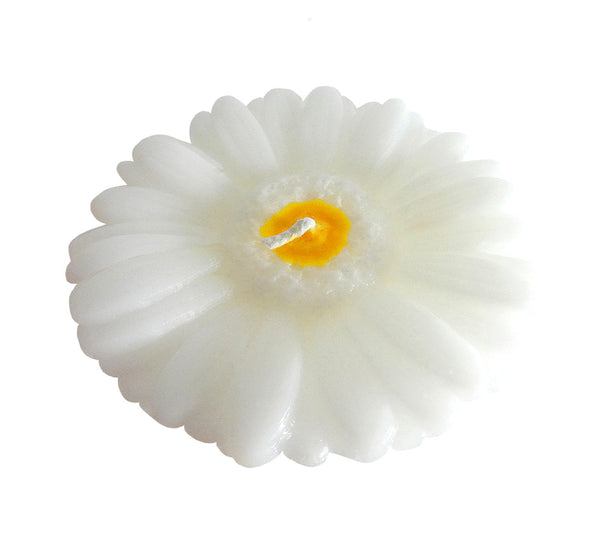 Handmade gerbera flower candle white, height 6 cm 2.36", diameter 10 cm 3.94". 