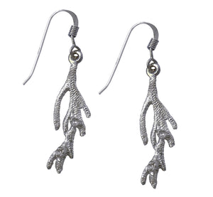 Silver mythology nature hook earrings heather, length 2.9 cm, 1.14”, goldsmith handmade.
