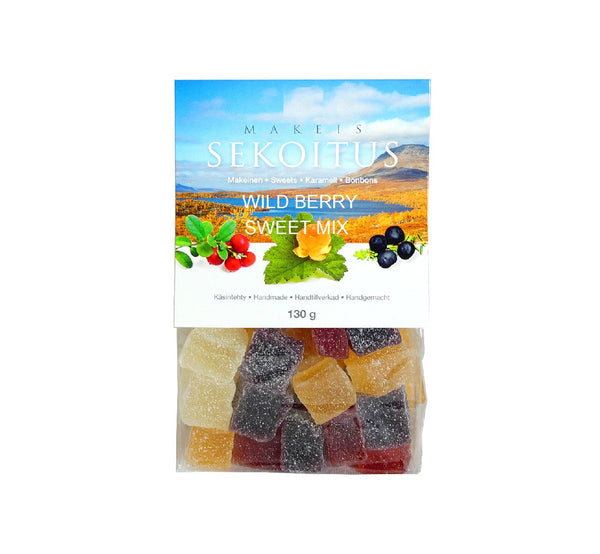 Natural three berry marmalade mix bag, 130 g, artisan handmade from organic Lapland wild berries in Finland.