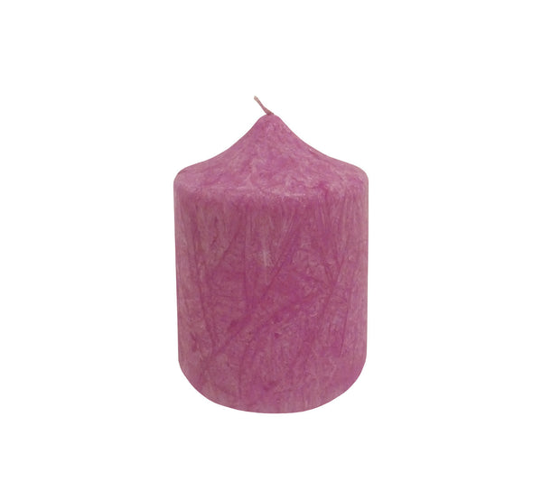 NATURAL OLIVE OIL STEARIN PILLAR CANDLE, HANDMADE VEGAN - SMALL VIOLET