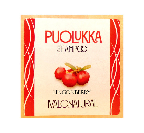 Handmade natural organic wild lingonberry shampoo bar, height 2.5 cm, 0.99", diameter 5 cm, 1,97".