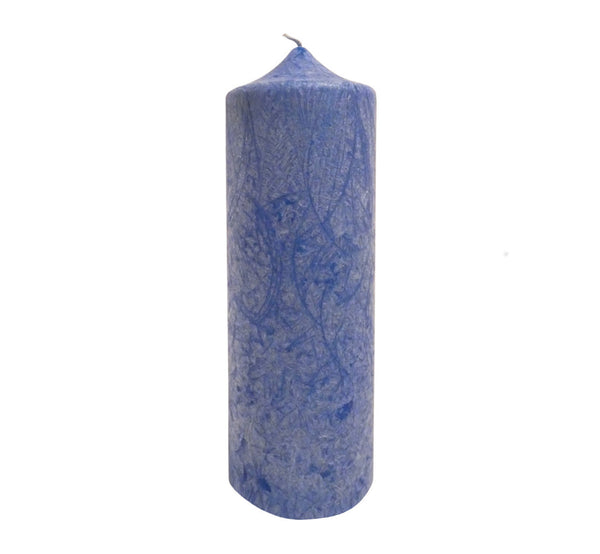 Blue tall pillar candle, long burn time 80 hour, vegan stearin, height 21 cm 8.27”, diameter 7 cm 2.76”, handmade Scandinavia.