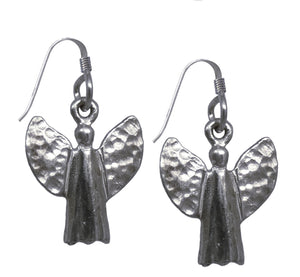Sterling silver guardian angel hook earrings, 1.3 cm, 0,51”, handmade in Finland. Gives you hope, faith and confidence.