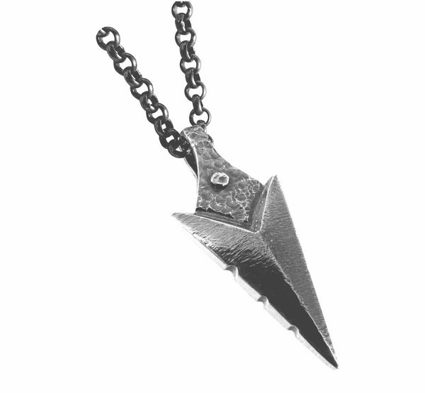 Mythology silver Tapio forest lord triangle necklace big, 4.5 cm, 1.77”, chain 70 cm, handmade in Finland.