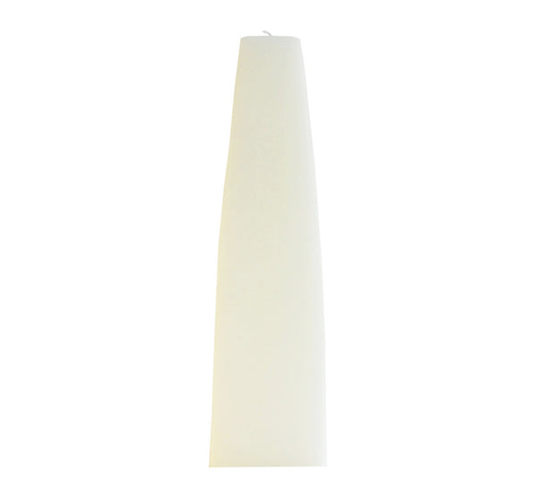 White tapered square pillar candle, 100% stearin, 20cm, 7.87 inch, bottom 5.0 cm, 1.97 inch, 40 hours, artisan made.