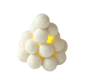 Decorative led table light snow lantern, white wool felt balls, height 8 cm, 3.15", handmade.